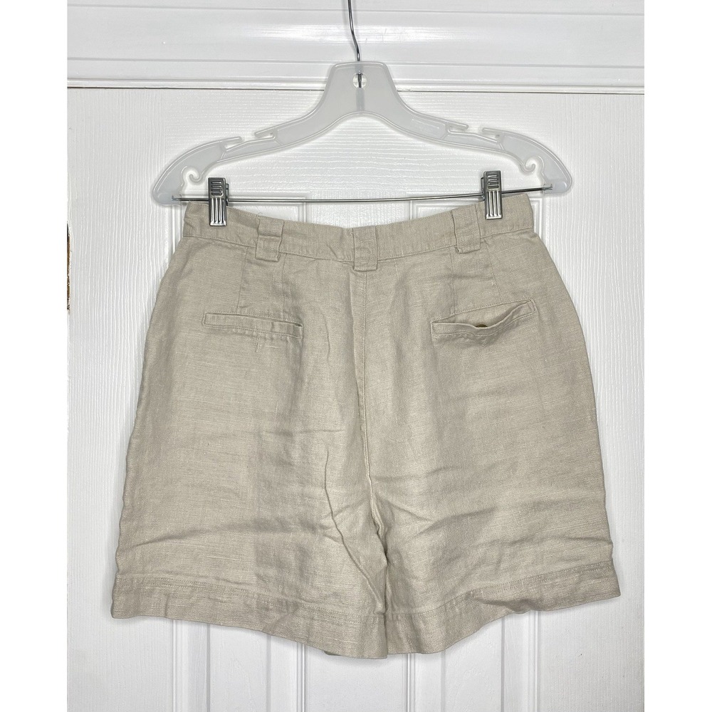 Vintage Gap Women's 100% Linen High Rise Shorts Beige 10- Read - Picture 3 of 6